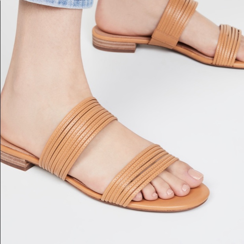 Madewell strappy slide Meg sandals - tan brown, size 8.5